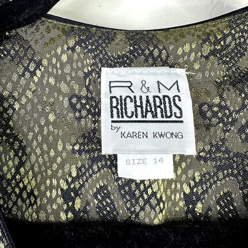 NEW Vintage R&M Richards by Karen Kwong Green Snakeskin Satin Long Blazer Jacket - Picture 5 of 7